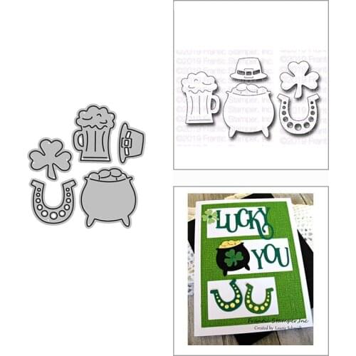 2021 New Beer Pot of Gold Horseshoe Metal Cutting Dies for DIY Scrapbooking Decor and Card Making Paper Craft Embossing No Stamp