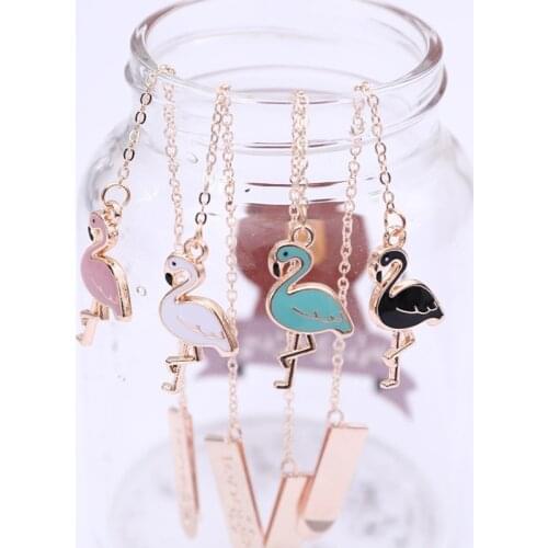 4 pcs/lot Kawaii Flamingo Metal Bookmark Cute Animals Bookmarks Clip Pages Reading Pages Books Mark Student Stationery