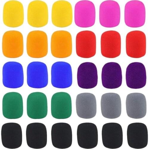 50 Pack Handheld Stage Microphone Windscreen Foam Cover for Karaoke DJ Stage Performance