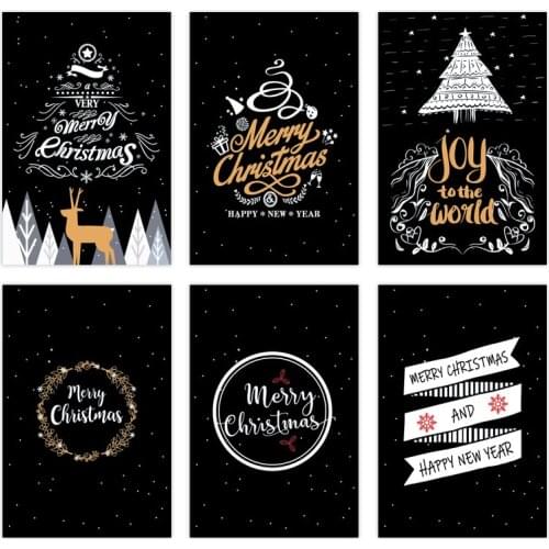 6set/lot mix styles 6 PCS card+6 PCS envelope "Merry christmas"cards gift message card DIY decoration Holiday greeting card