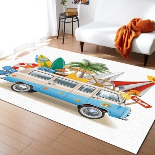 Car Coconut Tree Surfboard Carpets for Bedroom Home Decor Carpets Kawaii Rugs and Carpets for Home Living Room Outdoor Rug