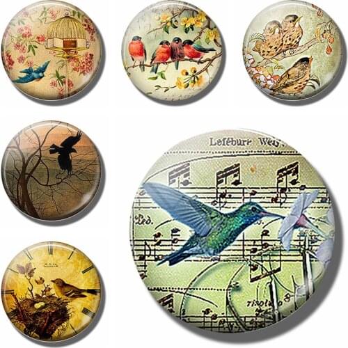 Free To Fly 30MM Fridge Magnet Feathered Friends Bird Nest Glass Dome Magnetic Refrigerator Stickers Bird Lover Gift Home Decor