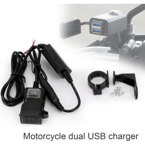 Dual USB Motorcycle Charger Handlebar Mount Phone Fast Charger Adapter with Switch for iPhone Distributors Electrical