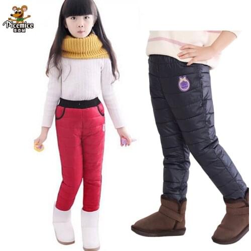 2020 Children Girls Winter Pants Fashion Down Trousers Thicken Windproof Boy Pants KidS Warm Plus Velvet Pants Warming