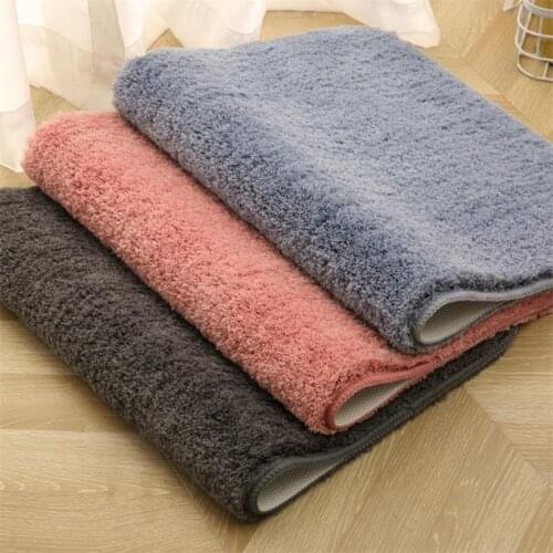 Home Bath Mat Coral Fleece Bathroom Carpet Non-slip Absorbent Soft Shower Carpet Kitchen Bedroom Floor Mat Washable Rug Decor