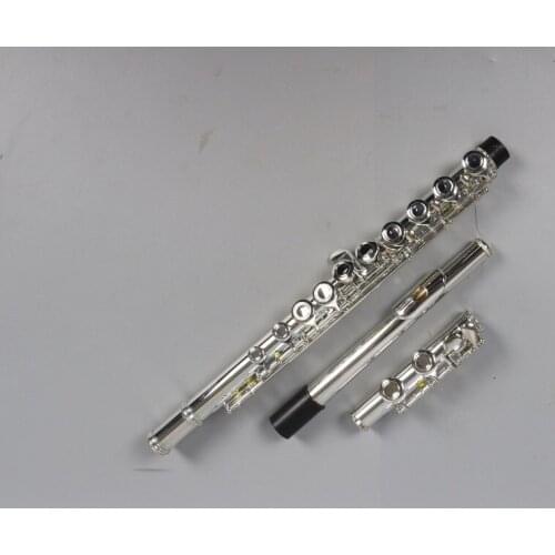 16 Holes Flute E Key Cupronickel Silver Plated Concert Flute with Cleaning Cloth Stick Gloves Screwdriver Padded Bag #1502