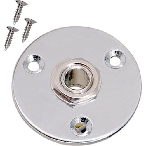 Guitar Round Plate Pickup Output Input Jack Plug 6.35mm For Bass Guitar New