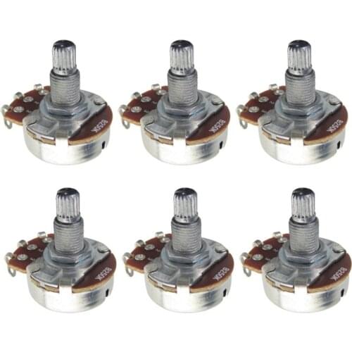 6pcs Guitar Potentiometers B250k Audio Tone Volume Switch Control Pots Long Split Shaft for Electric Guitar