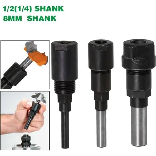 1/4" 8mm 1/2" Shank Router Bits Collet Extension Engraving Machine Extension Rod For Trimming Milling Cutter Woodworking Tools