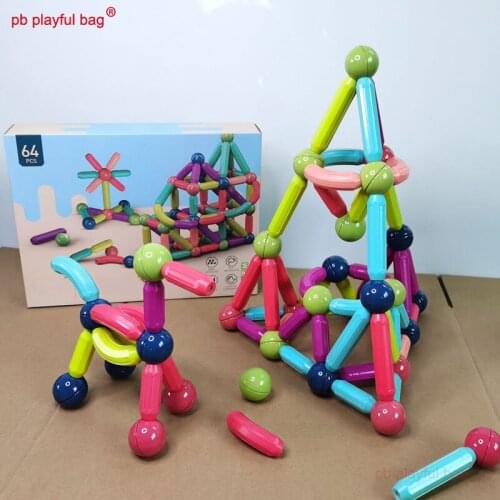 PB Playful Bag Magnetic Stick Construction Set Montessori Educational Childrens Toys DIY assembly building blocks gift UG120