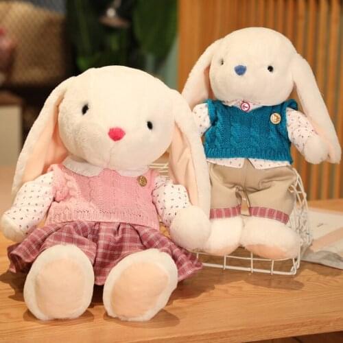 42cm Cute Stuffed Rabbit Plush Toy Soft Long Ears Bunny Kids Pillow Doll Birthday Gifts For Children Baby Accompany Sleep Toy