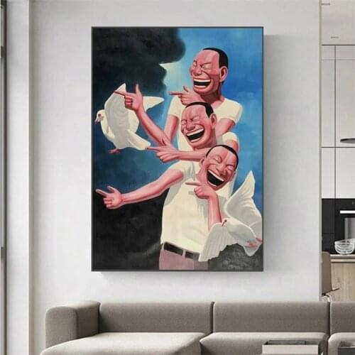 Laughing Man Canvas Painting Figure Paintings Picture Art Posters and Prints Wall Pictures for Living Room Art Decor Cuadros