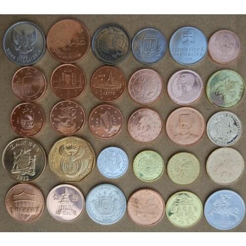 30 Countries (or Regions) 1 Set 30 Pieces Coins Old Original Coin Collectible Edition Real Rare Commemorative Random Year