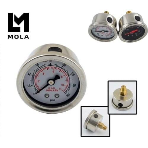 Fuel Pressure Gauge Liquid 0-100 psi / 0-160psi Oil Pressure Gauge Fuel Gauge Black/white Face OG33
