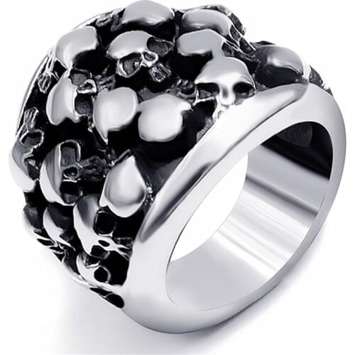Mens Boys Skulls Ghost Stainless Steel Ring Fashion Wholesale Jewelry Plus Size 9-14