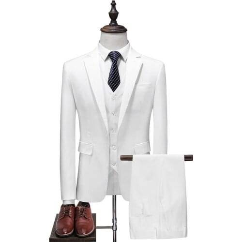 Jacket + pants + vest)Mens new fashion business suit jacket slim shape wedding man groom tuxedo suit PROM costume homme