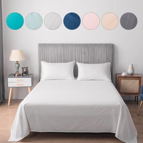 100% Cotton Solid Color Flat Bed Sheet Set Home Hotel Bed Linens Set Twin Bed Cover US King Queen Full Size Bedspread Bedding