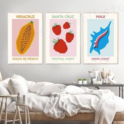 Scandinavian Fruit Poster Stawberry Mango Nordic Style Wall Art Print on Canvas Modern Painting Living Room Decor Picture