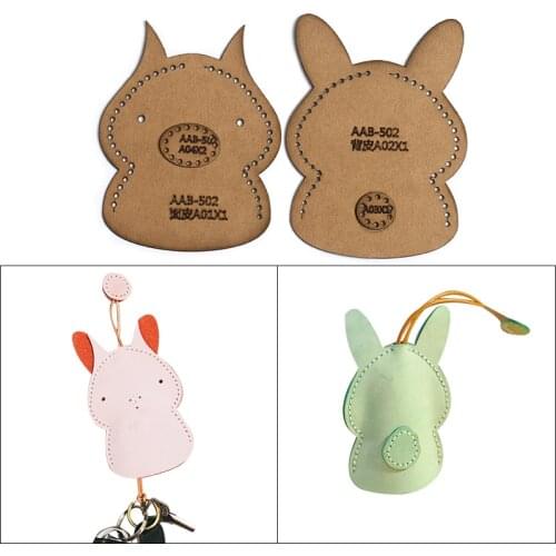 1Set DIY Kraft Paper Template Fashion Lovely Cartoon Bunny Key Case Leather Craft Pattern DIY Stencil Sewing Pattern 10.5cm*8cm