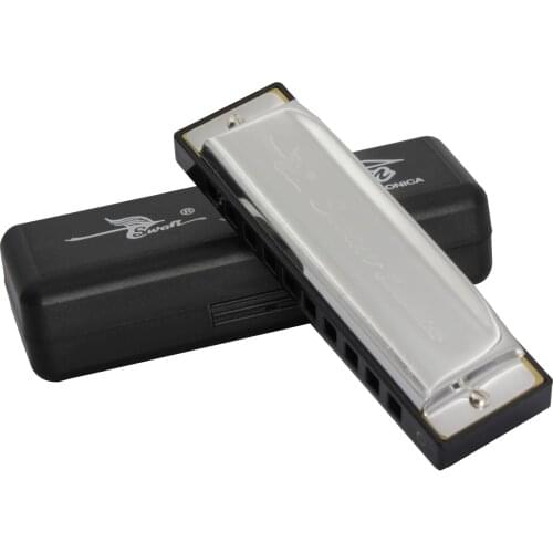 Swan Harmonicas 10 Holes 20 Tone Key of C Blues Jazz Rock Folk Music Diatonic Harp Silver Color for Beginner Student
