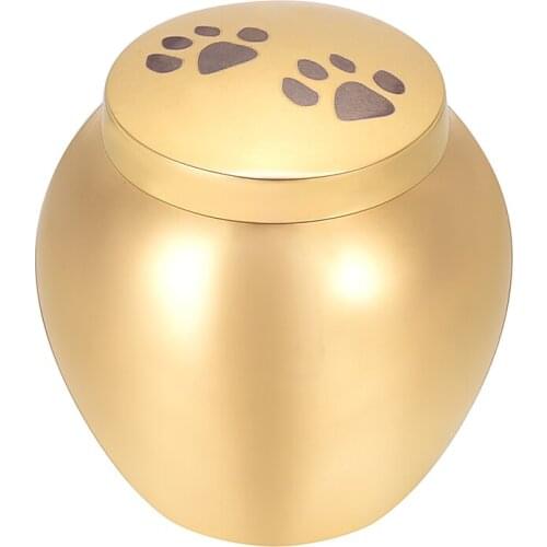 KLH101 Stainless Steel Pet Cremation Urn Holds Small Amount Ashes-Paw Prints Engraved Memorial Urn for Cats and Dogs