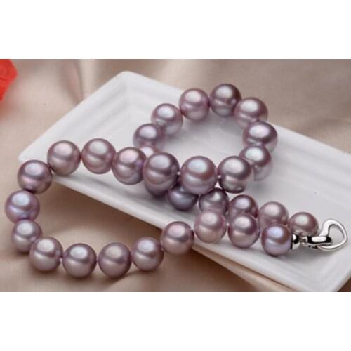 Gorgeous 13-14 mm round lavender pearl necklace 18inch