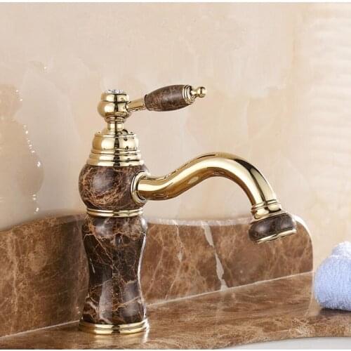 Vidric Hot Cold Bathroom Basin Faucet Single Hole Deck Mounted Mixer Tap Natural Jade Crane Plating Jade Basin Sink Mixer