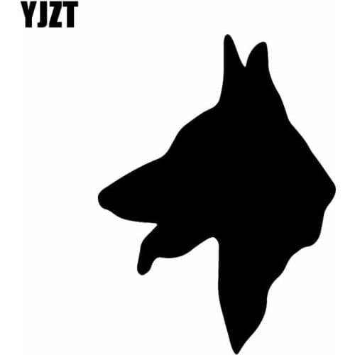 YJZT 10.8X14.6CM German Shepherd Dog Alsatian Head Vinyl Decal Car Sticker Cartoon Decor Black/Silver C24-1333