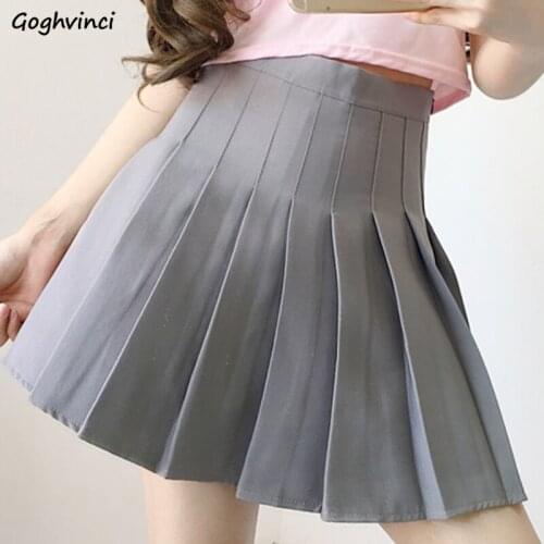 Skirts Womens High Waist Folds A-line Above Knee Summer Korean Style Sweet All-match Fashion Simple Trendy Casual Popular New