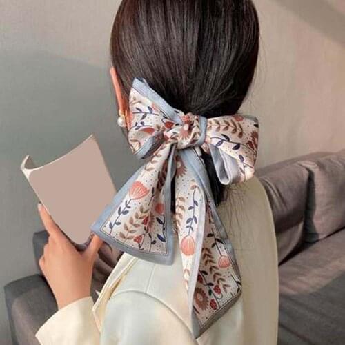 Haimeikang Pearl Elastic Rubber Bands For Girl Bow Print Fashion Hair Accessories Hair Ties 2021 New Korea Women Hair Ropes
