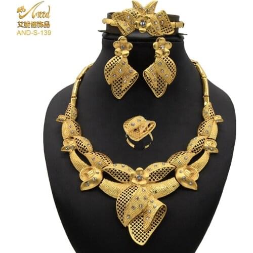 Dubai Womens Jewelry African Gold Bracelets Wedding Nigerian Accessories Gifts Fashion Earring Big Luxury Brand Necklace Ring