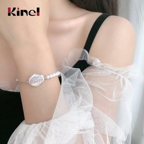 Kinel New Natural Baroque Irregular Pearl Fashion Simple And Simple Bracelet For Women 925 Sterling Silver Jewelry 2020 New