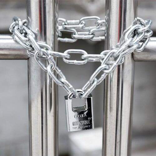 1set 0.5-2M lengthen Steel Chain lock padlock with key Anti-theft Security for big door Bicycle locking Hardware Improvement