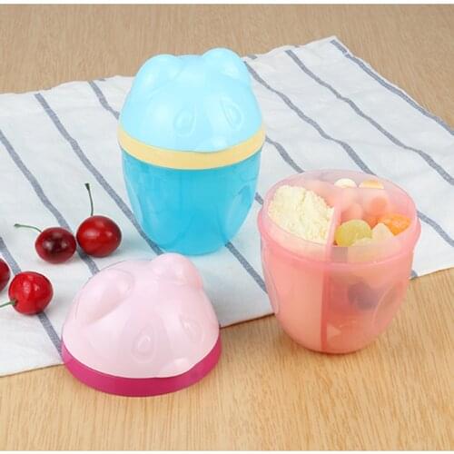 1pc Portable Baby Food Storage Cartoon Bear Milk Powder Formula Dispenser Leakproof Baby Feeding Box Infant Kids Food Container