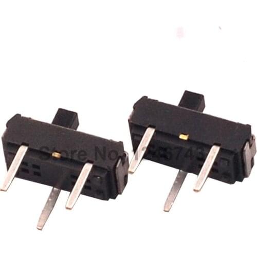10PCS Plug-in Toggle Switch 3 Feet 2 Files Pin-shaped Feet Small Slide Switch 9*3.5*4.5MM Handle Length 1.7