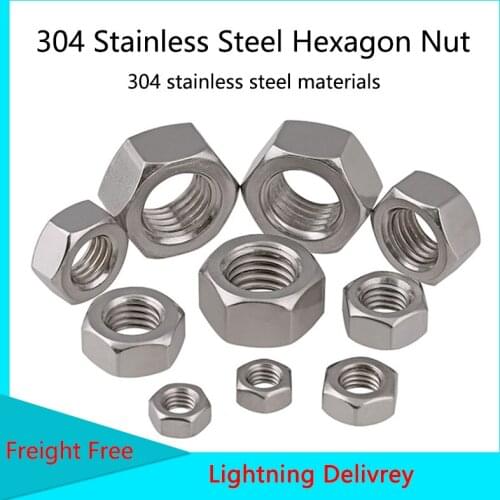 304 Stainless Steel Hexagon Nut Reverse Tooth Hex Nut Metric Fine Thread Thin Nut Screw Cap Backteeth Bolt Cap Spot 5 PCS