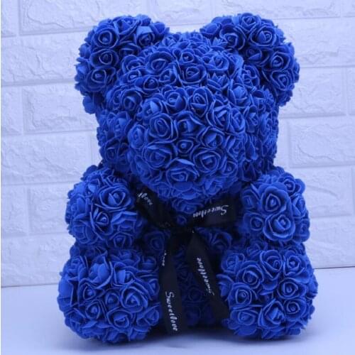 40cm Charming Artificial Flower Rose Bear Girlfriend Christmas Valentines Day Gifts Birthday Present Wedding Party Decoration