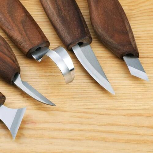 7Pcs Wood Carving Tool High Manganese Steel Woodcarving Cutter Knives Chisel Wooden Handle DIY Woodworking Hand Tools
