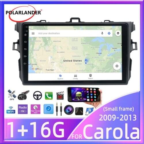 Car Radio 2Din Touch Screen With Small Frame WIFI GPS Navigation Android 9.1 Bluetooth 9 Inch 1+16G For Toyota Corolla 2009-2013