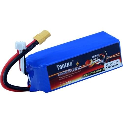 Free shipping 11.1V 5400mAh 3S 20C XT60 Taotuo Lipo Battery For V303 V393 CX-20 X380 RC Drone Helicopter Quadcopter Car