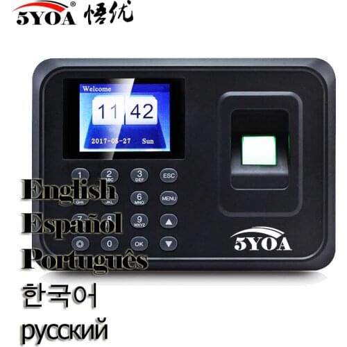 A01 Biometric Fingerprint Time Attendance System Clock Recorder Employee Electronic English Spanish Spain Reader Machine