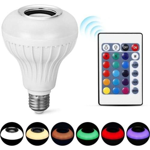 Bluetooth Smart Control RGB Bulb Remote Playing Speaker Music LED Bulbs Bedroom Bar Light Decoration With IR Remote Control
