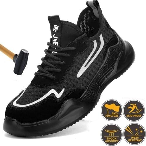 Summer New Style Mens Boots Steel-Toed Indestructible Safety Shoes Comfortable Lightweight Anti-Smash Anti-Stab Work Boots