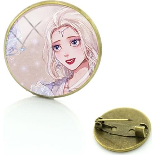 Disney Cartoon Princess Brooch Anime Princess Avatar Brooch Pin Jewelry Glass Cabochon Dome Trend Jewelry Brooch