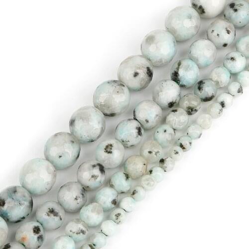 4MM 6MM 8MM 10MM Natural Stone Blue Amazonite Frosted Beads Round Faceted Loose Beads For Jewelry Making Fit DIY Bracelet