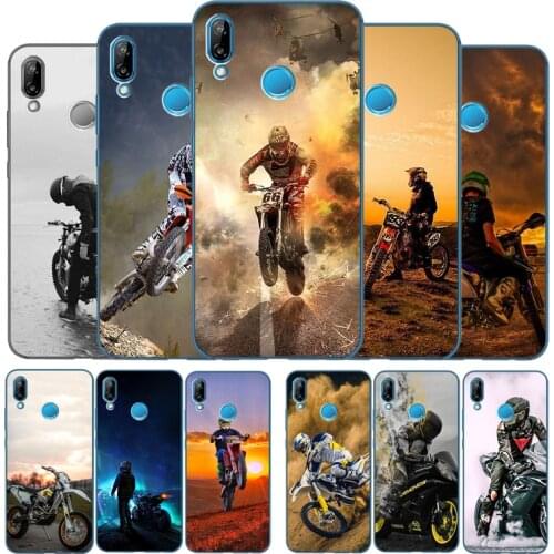 Moto Cross Motorcycle case For Huawei P9 P10 P20 P30 P40 P smart Lite Plus Pro cases Y5 Y6 Y7 2017 2018 nova 3i soft Cover