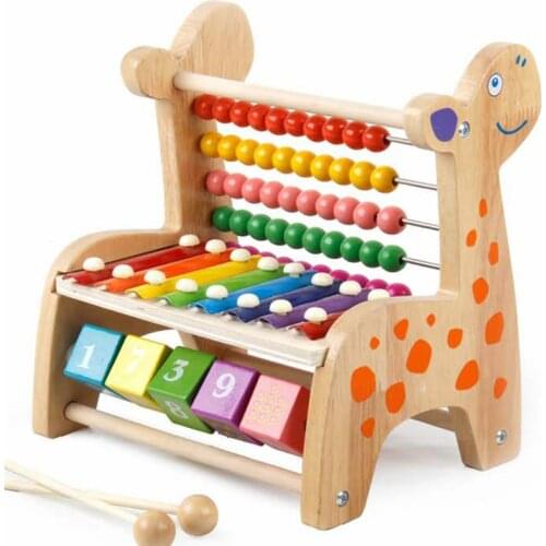 Kids Baby Wooden Abacus Toys Small Calculator Handcrafted Educational Childrens Knocked Piano Early Learning Math Toy Gifts
