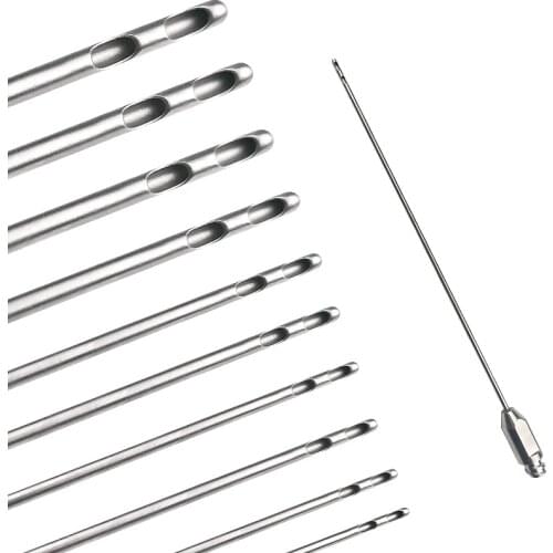 Two Holes Cannulas Liposuction Transfer Needle Stainless Steel Fat Harvesting Cannula for Stem Cells