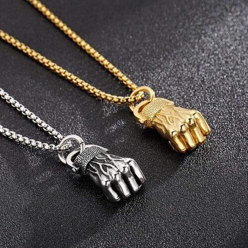 European and American hipster rock hip-hop sports fist titanium steel mens pendant