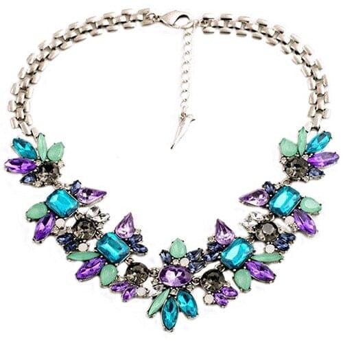 Hot 2016 Womens Rhinestone Flower Cluster Bib Pendant Choker Chain Charm Pendant Necklace 7QOC